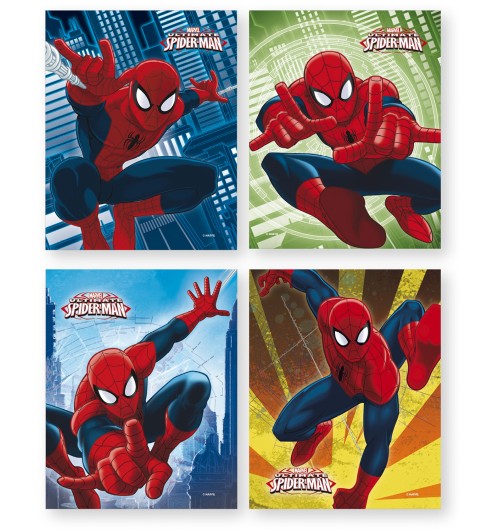 Set 4 oleografie su tela Spiderman, ogni oleografica cm. 20 x 25 x h. cm. 2,5 