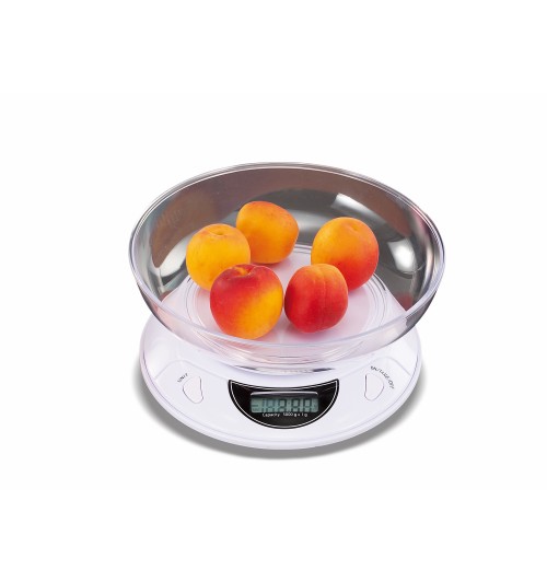 Bilancia digitale da cucina 5 kg. (funzionamento a pila 2AAA x 1,5V) - diam. cm. 21,5 x h. cm. 9