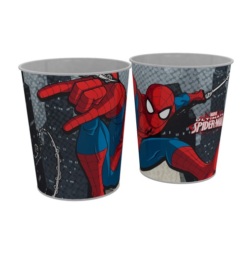 Cestino gettacarte in plastica stampata Spiderman  - diam. cm. 23,5 x h. cm. 24