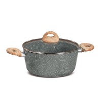 Casseruola antiaderente Stone Cooking anche per induzione con coperchio in vetro - diam. cm. 20