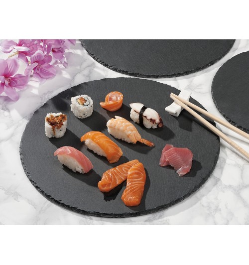 Sottopiatto, vassoio rotondo in ardesia ideale anche per sushi - diam. cm. 33