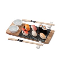 Servizio accessori sushi per 2 persone con tagliere in ardesia e bamboo - tagliere: cm. 30 x 14