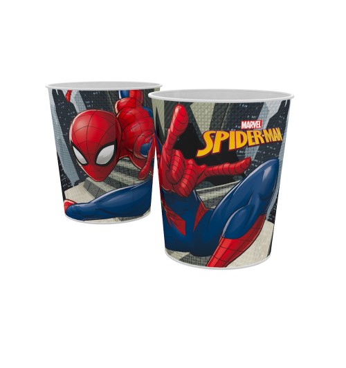 Cestino gettacarte in plastica stampata Spiderman - diam. cm. 23,5 x h. cm. 24