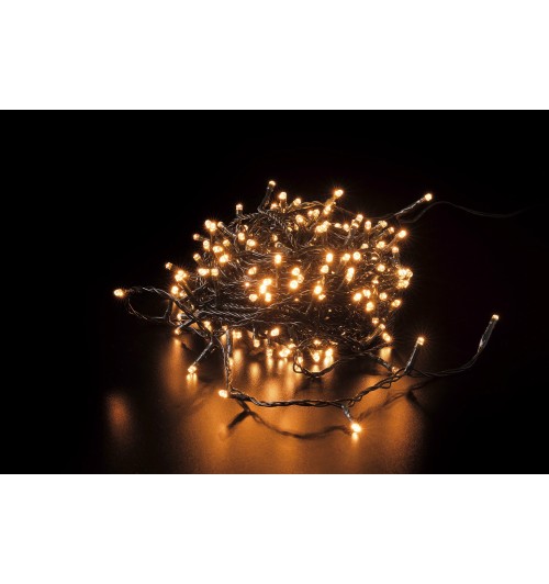 Catena 240 LED effetto fiamma da interno/esterno - champagne - mt. 17