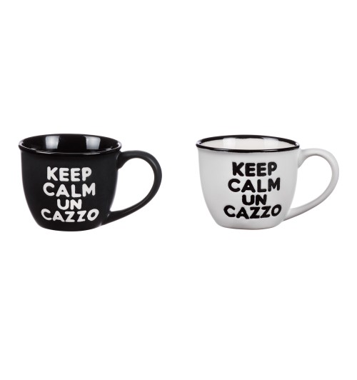 Tazzina in porcellana New Bone China - Keep calm un cazzo - diam. cm. 6,5 x h. cm. 5,5