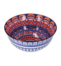 Set di 6 ciotole scodelle in ceramica "Eva", decorate a mano con fantasie stile arabo, arabesco - diam. cm. 11,5 x h. cm. 6