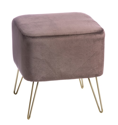 Set da due pouf in velluto "Ikat" con gambe in ferro - grigio - cm. 40,5 x 40,5 x h. cm. 43