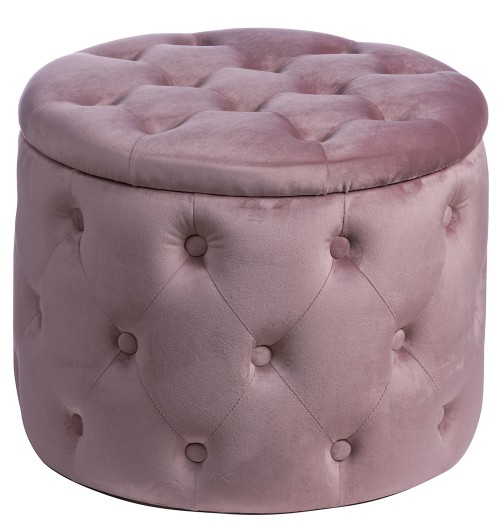 Pouf in velluto "Oulad" con contenitore - rosa - diam. cm. 50 x h. cm. 40