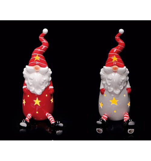 Babbo Natale in ceramica con LED (funzionamento a pila 3LR44 x 1,5V) - cm. 11 x 11 x h. cm. 44