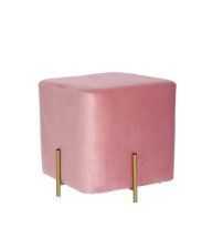 Pouf in velluto "Alin" con gambe in ferro - rosa - cm. 43,5 x 43,5 x h. cm. 44