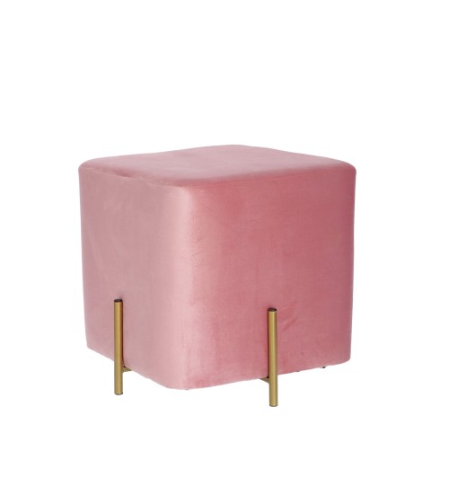 Pouf in velluto "Alin" con gambe in ferro - rosa - cm. 43,5 x 43,5 x h. cm. 44