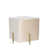 Pouf in velluto "Alin" con gambe in ferro - beige - cm. 43,5 x 43,5 x h. cm. 44