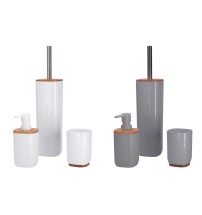 Set 3 pezzi da bagno in polistirene e bamboo