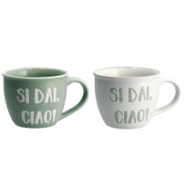 Tazza in porcellana New Bone China - si dai ciao - diam. cm. 8,5 x h. cm. 7