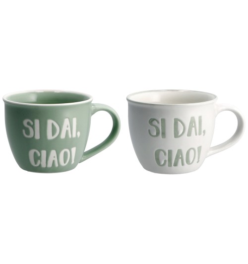 Tazza in porcellana New Bone China - si dai ciao - diam. cm. 8,5 x h. cm. 7