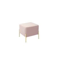 Pouf in velluto "Guilin" con gambe in ferro color rosa - cm. 46 x 46 x h. cm. 44