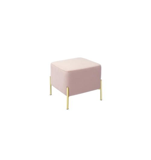 Pouf in velluto "Guilin" con gambe in ferro color rosa - cm. 46 x 46 x h. cm. 44