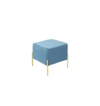 Pouf in velluto "Guilin" con gambe in ferro - blu carta da zucchero - cm. 46 x 46 x h. cm. 44