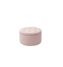 Pouf in velluto "Haneke" con contenitore color rosa - diam. cm. 60 x h. cm. 35