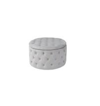 Pouf in velluto "Oulad" con contenitore color grigio chiaro - diam. cm. 70 x h. cm. 42