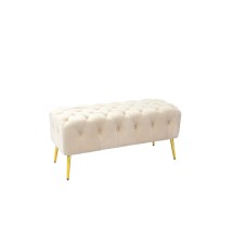 Panca in velluto "Evora" con gambe in ferro color beige - cm. 100 x 42 x h. cm. 45