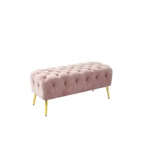 Panca in velluto "Evora" con gambe in ferro color rosa - cm. 100 x 42 x h. cm. 45