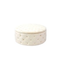 Pouf in velluto "Oulad" con contenitore e 16 tasche color beige - diam. cm. 90 x h. cm. 40