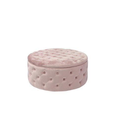 Pouf in velluto "Oulad" con contenitore e 16 tasche color rosa - diam. cm. 90 x h. cm. 40