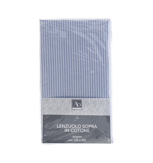 Lenzuolo sopra "Ida" in cotone - azzurro - singolo / cm. 150 x 295