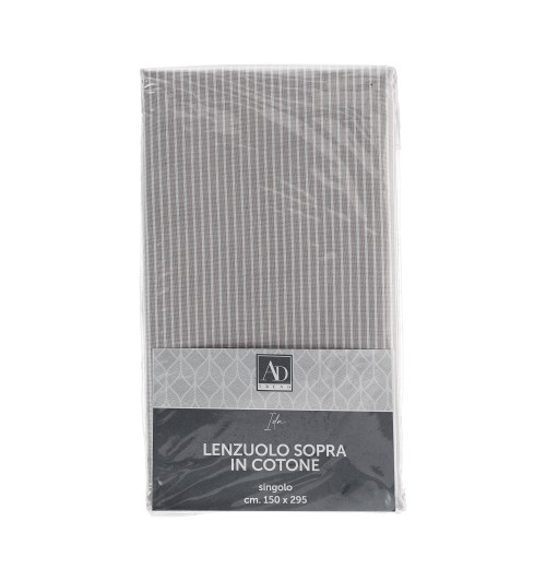 Lenzuolo sopra "Ida" in cotone - grigio - singolo / cm. 150 x 295