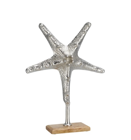 Decorazione in metallo mod. stella marina con base in legno -cm. 31 x 9 x h. cm. 41