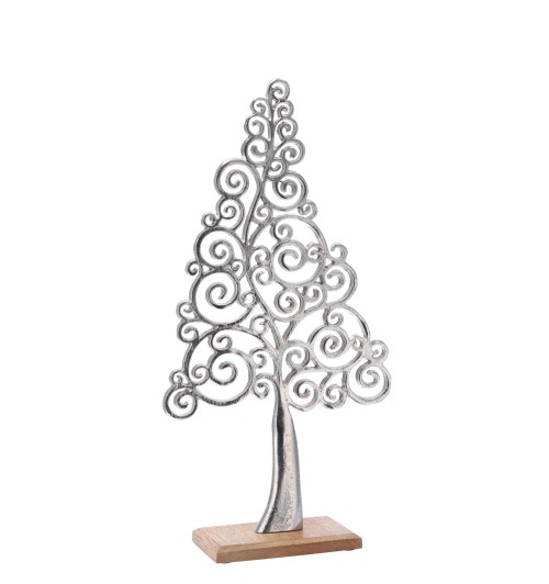 Decorazione in metallo mod. albero di Natale con base in legno - cm. 27,5 x 10 x h. cm. 54