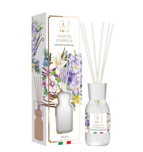 Violetta e Vaniglia - Diffusore di fragranza con midollini da 250 ml.