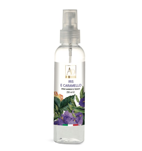 Iris e Caramello - Profumatore spray per ambienti e tessuti da 250 ml.