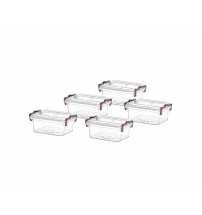 Set 5 contenitori in plastica con coperchio - 0,3 l. / cm. 12,5 x 8,5 x h. cm. 5