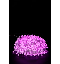 Catena 200 palline LED diam. cm. 1 da interno/esterno con controller (8 giochi di luce) - rosa - m. 9,95