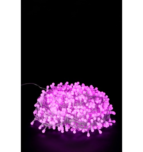 Catena 200 palline LED diam. cm. 1 da interno/esterno con controller (8 giochi di luce) - rosa - m. 9,95