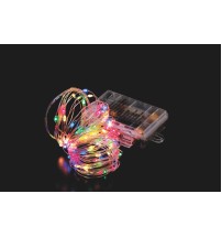 Catena 100 micro LED da interno/esterno con sensore musicale, timer e controller a distanza (13 giochi di luce) (funzionamento a pila 3AA x 1,5V) - multicolor - m. 9,9