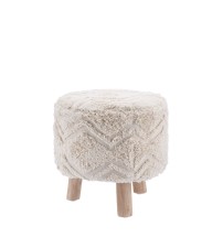 Set 2 pouf rotondo in tessuto "Eliot" con gambe in legno - diam. cm. 40 x h. cm. 40