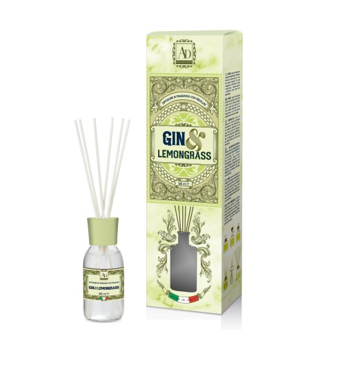 Gin & Lemongrass - Diffusore di fragranza con midollini da 125 ml.