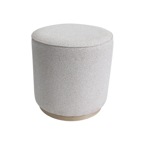 Pouf in ciniglia "Aaron" con base in legno - crema - diam. cm. 50 x h. cm. 52