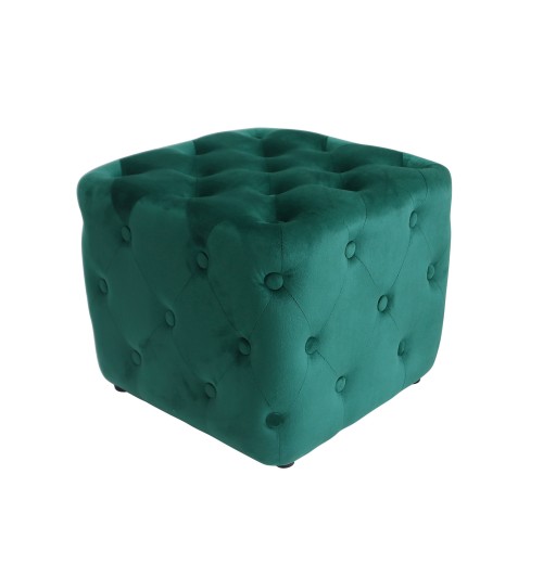 Pouf in velluto "Charlie" - verde - cm. 45 x 45 x h. cm. 38