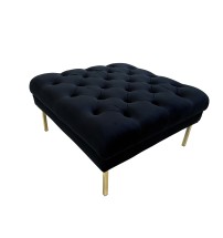 Pouf in velluto "Debbie" con gambe in metallo - nero - cm. 80 x 80 x h. cm. 41