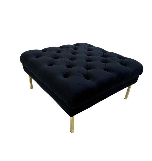 Pouf in velluto "Debbie" con gambe in metallo - nero - cm. 80 x 80 x h. cm. 41