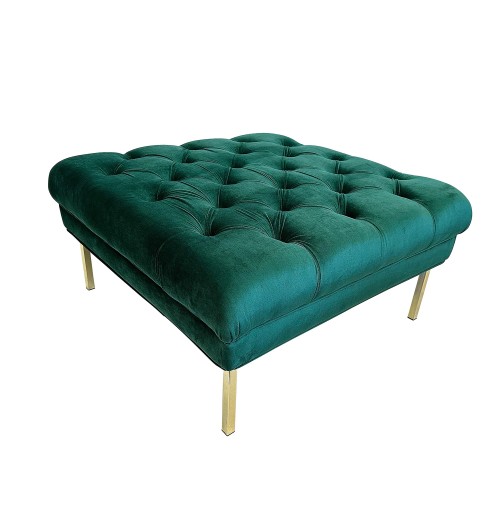 Pouf in velluto "Debbie" con gambe in metallo - verde - cm. 80 x 80 x h. cm. 41