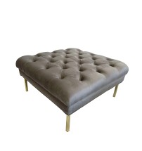 Pouf in velluto "Debbie" con gambe in metallo - grigio - cm. 80 x 80 x h. cm. 41