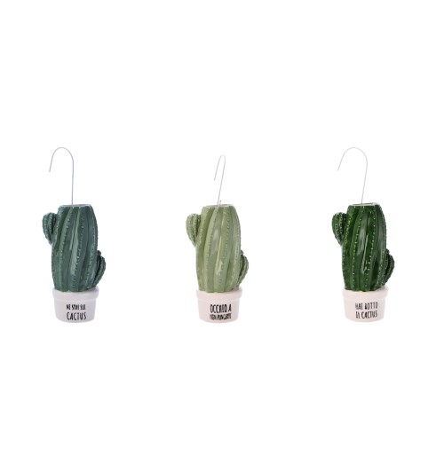 Set 3 umidificatori in ceramica mod. cactus con espositore da 12 pz - Misura pezzo singolo: cm. 8,5 x 4,5 x h. cm. 17