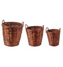 Set 3 fioriere rotonde in salice - marroni -diam. cm. 34 x h. cm. 37 / diam. cm. 43 x h. cm. 44 / diam. cm. 50 x h. cm. 52,5