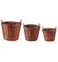 Set 3 fioriere ovali in salice - marroni -cm. 43 x 34 x h. cm. 36 / cm. 52 x 41 x h. cm. 45,5 / cm. 61 x 53 x h. cm. 51