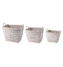 Set 3 fioriere rettangolari in salice - bianche -cm. 44 x 34 x h. cm. 36 / cm. 55 x 38 x h. cm. 44 / cm. 63 x 47 x h. cm. 51